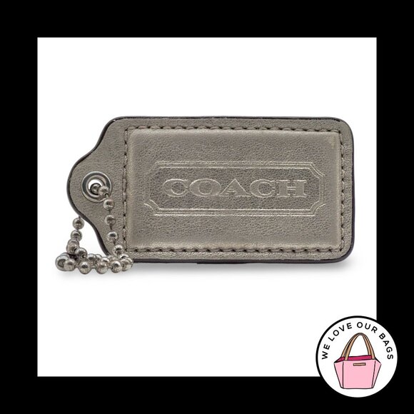 RARE 3" XL COACH Light Gold Metallic Leather Key Fob Bag Charm Keychain Hang Tag - Picture 1 of 1
